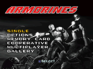 Armorines Project SWARM title screen for Playstation